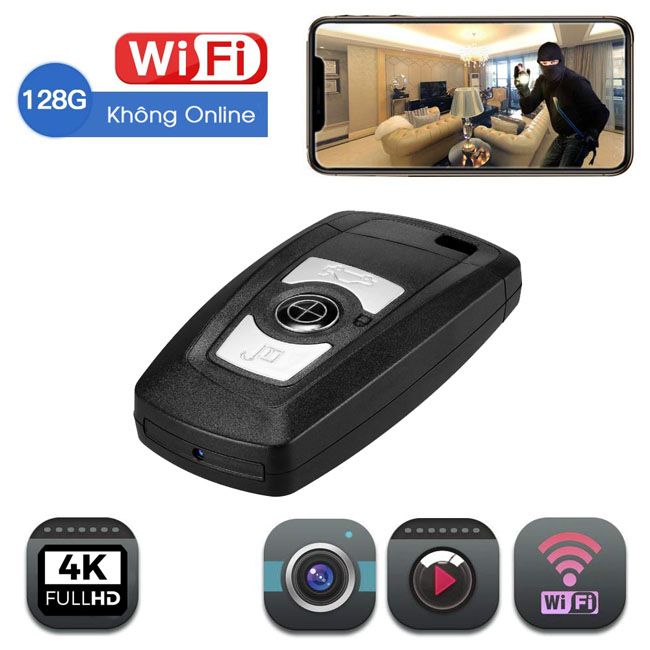Camera ngụy trang móc khóa ô tô wifi K8 Pro - Kết nối điện thoại