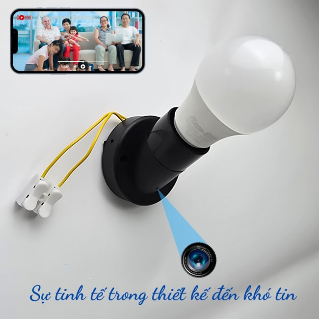 Camera ngụy trang chui đèn Wi-Fi Full HD 4K siêu n...